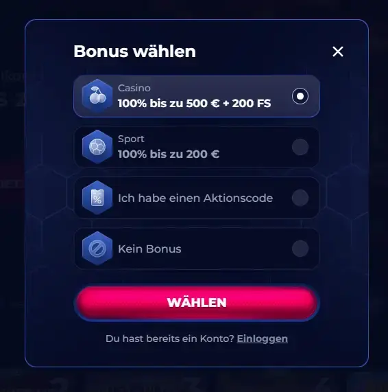 Offizielle ViperWin Registrierungs- oder Login-Oberfläche ohne persönliche Kontodaten