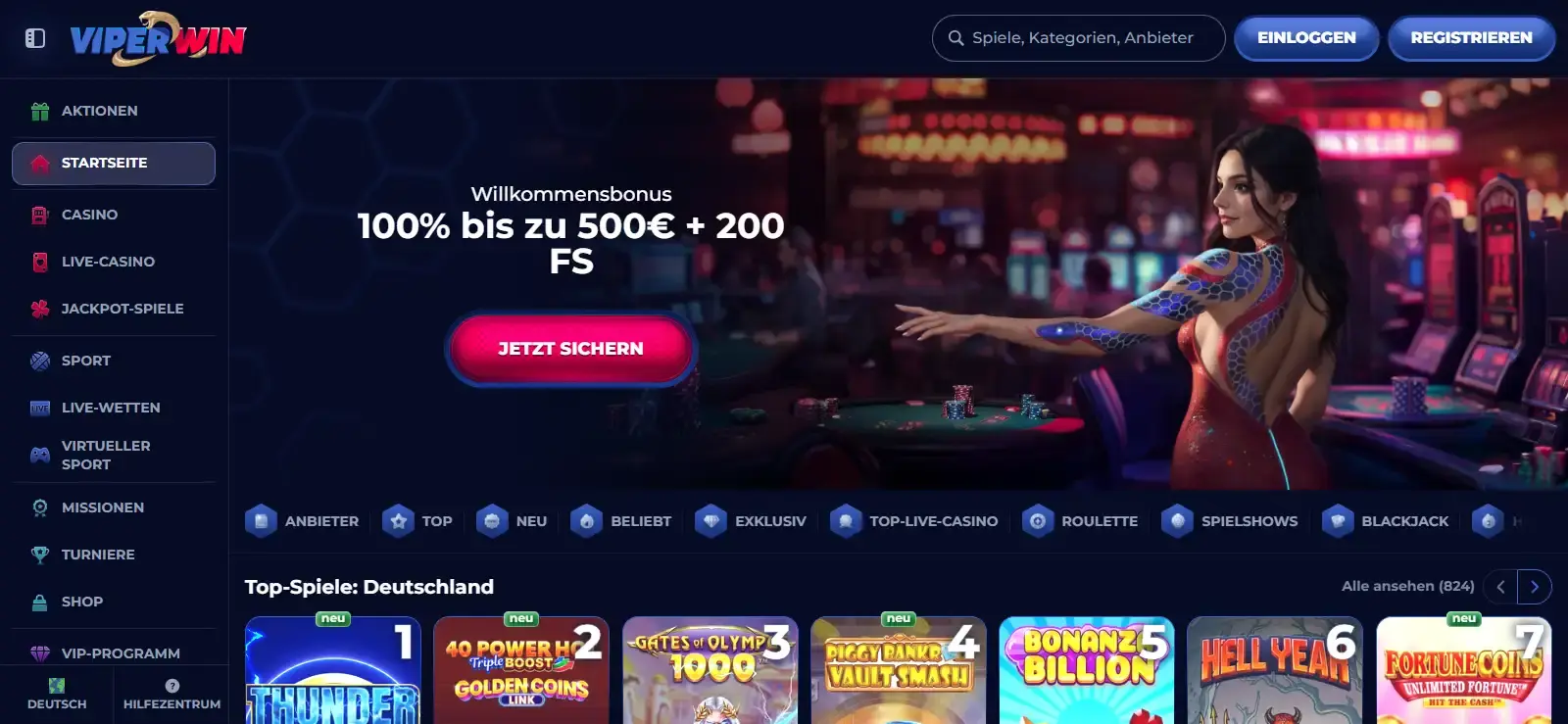 Offizieller ViperWin Markenauftritt auf der Website